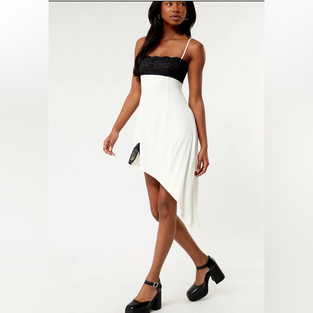 We wore what dress Lace Asymmetrical Slip Dress